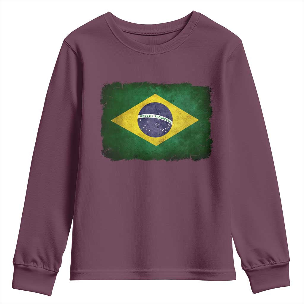 Brazilian Pride Latin America Vintage Brazil Flag Youth Sweatshirt - Wonder Print Shop