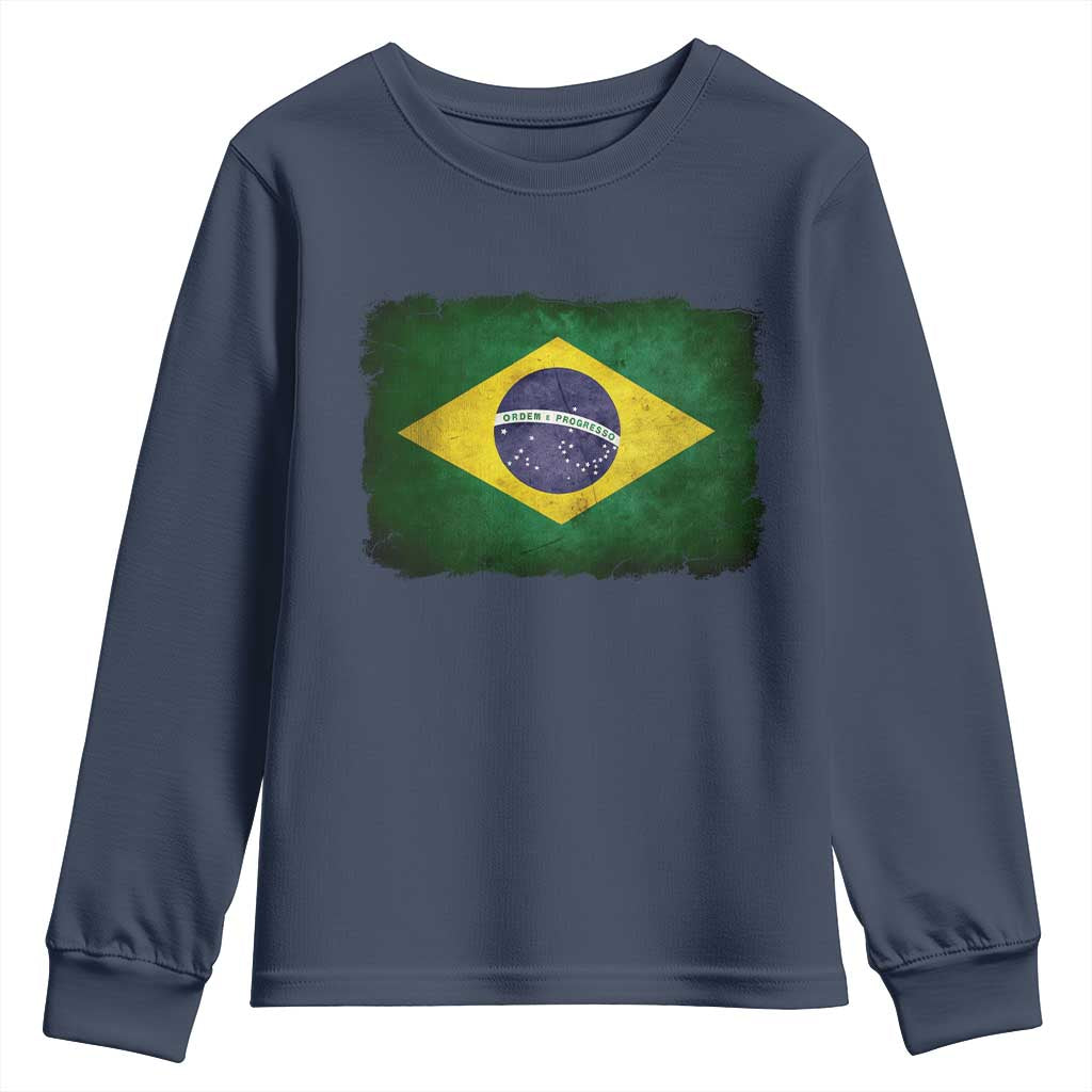 Brazilian Pride Latin America Vintage Brazil Flag Youth Sweatshirt - Wonder Print Shop