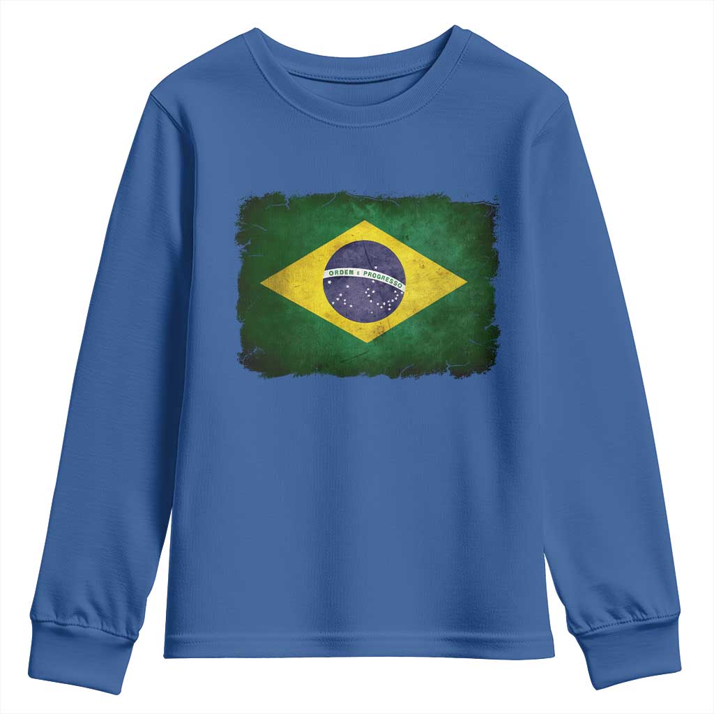 Brazilian Pride Latin America Vintage Brazil Flag Youth Sweatshirt - Wonder Print Shop
