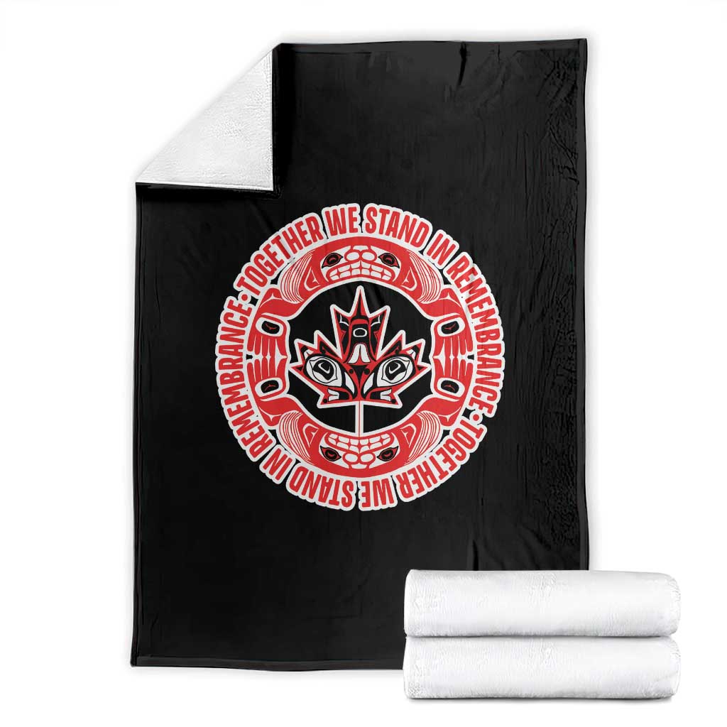 Indigenous Children Throw Blanket Together We Stand In Remembrance Unity Day Papoose Maple Leaf Native American - Wonder Print Shop