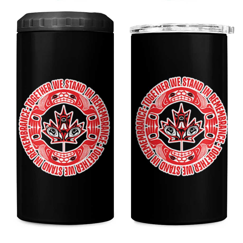 Indigenous Children 4 in 1 Can Cooler Tumbler Together We Stand In Remembrance Unity Day Papoose Maple Leaf Native American - Wonder Print Shop