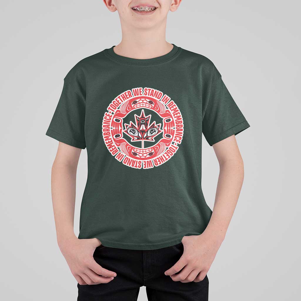 Indigenous Children T Shirt For Kid Together We Stand In Remembrance Unity Day Papoose Maple Leaf Native American - Wonder Print Shop