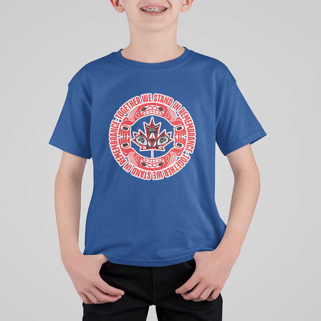 Indigenous Children T Shirt For Kid Together We Stand In Remembrance Unity Day Papoose Maple Leaf Native American - Wonder Print Shop