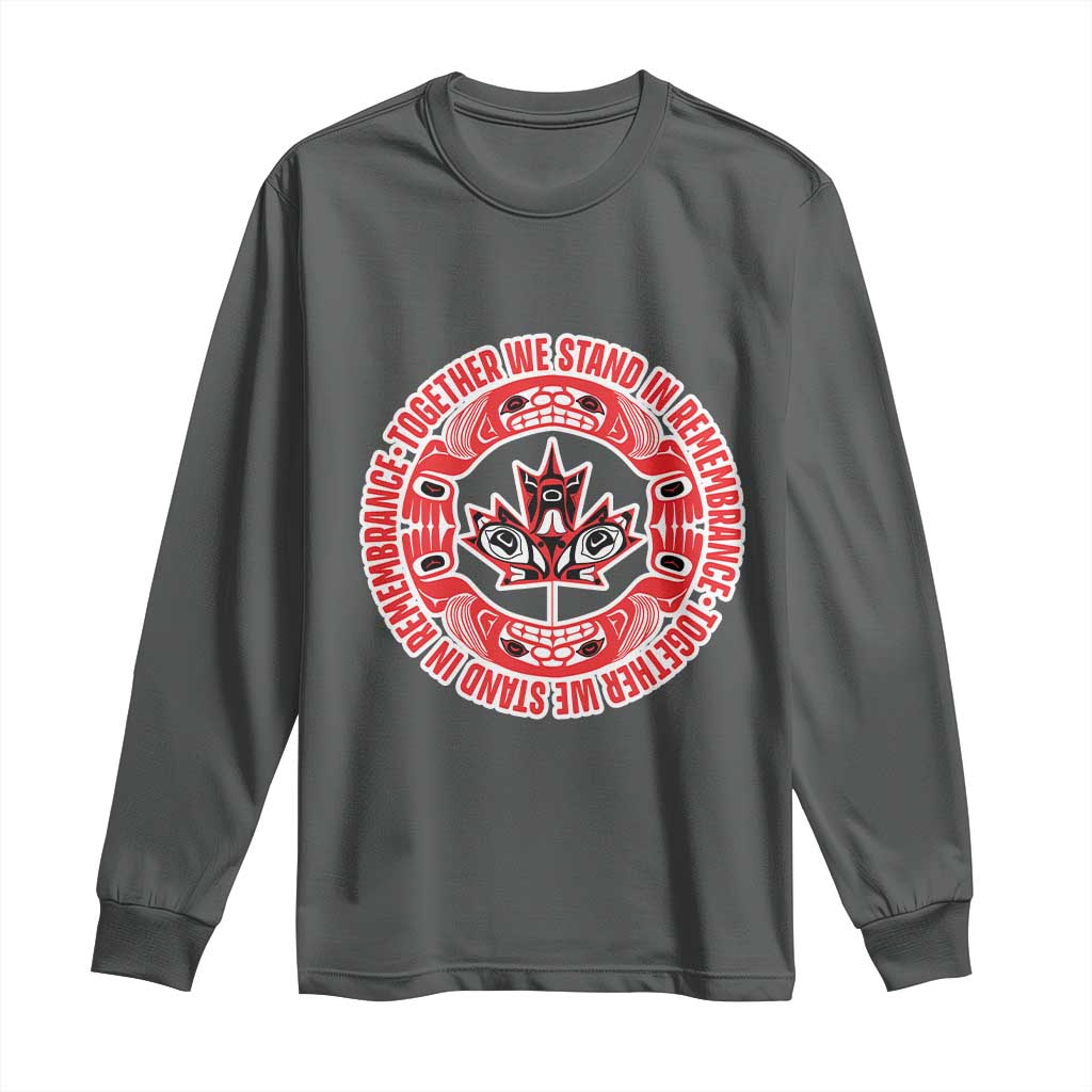 Indigenous Children Long Sleeve Shirt Together We Stand In Remembrance Unity Day Papoose Maple Leaf Native American - Wonder Print Shop