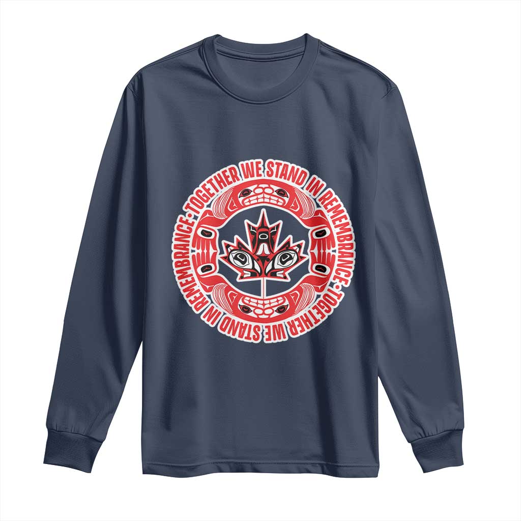 Indigenous Children Long Sleeve Shirt Together We Stand In Remembrance Unity Day Papoose Maple Leaf Native American - Wonder Print Shop