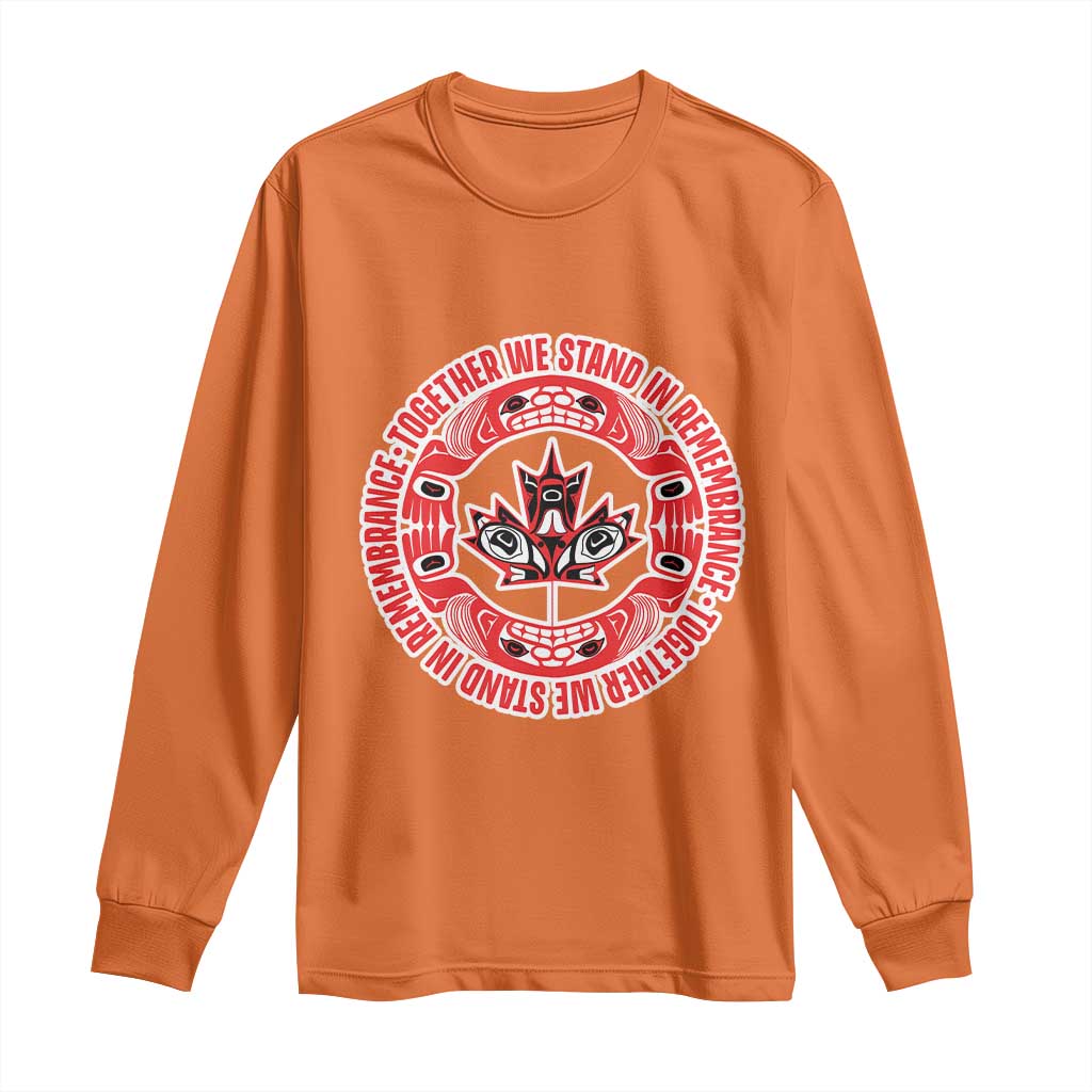 Indigenous Children Long Sleeve Shirt Together We Stand In Remembrance Unity Day Papoose Maple Leaf Native American - Wonder Print Shop
