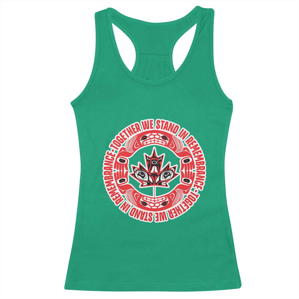 Indigenous Children Racerback Tank Top Together We Stand In Remembrance Unity Day Papoose Maple Leaf Native American - Wonder Print Shop