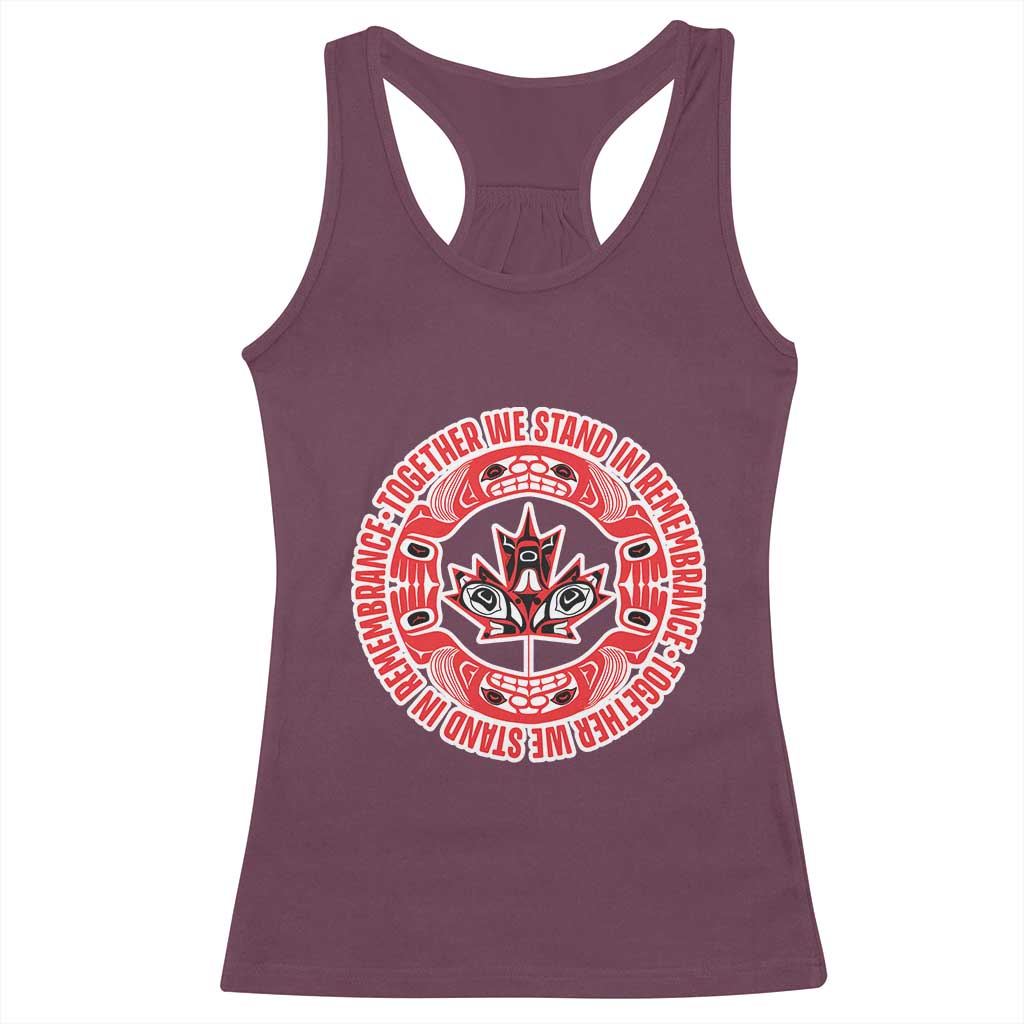 Indigenous Children Racerback Tank Top Together We Stand In Remembrance Unity Day Papoose Maple Leaf Native American - Wonder Print Shop