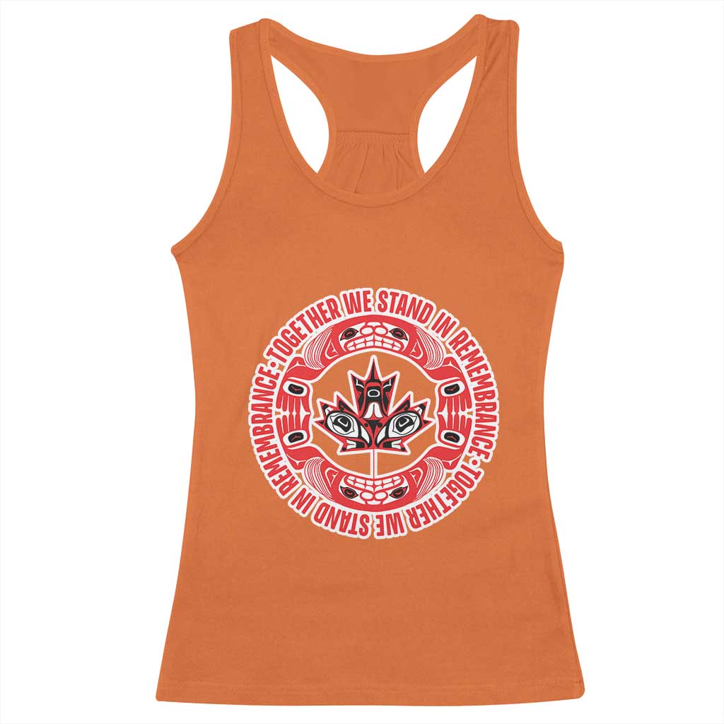 Indigenous Children Racerback Tank Top Together We Stand In Remembrance Unity Day Papoose Maple Leaf Native American - Wonder Print Shop