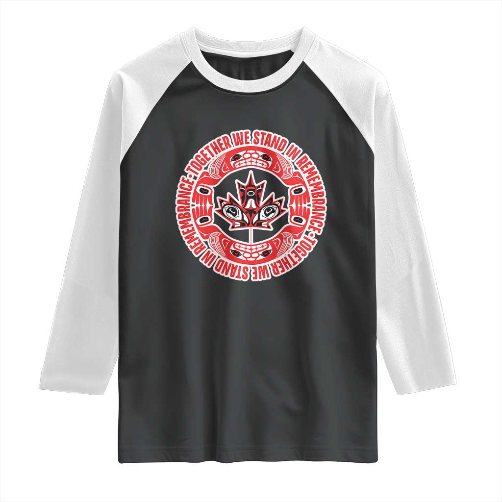 Indigenous Children Raglan Shirt Together We Stand In Remembrance Unity Day Papoose Maple Leaf Native American - Wonder Print Shop