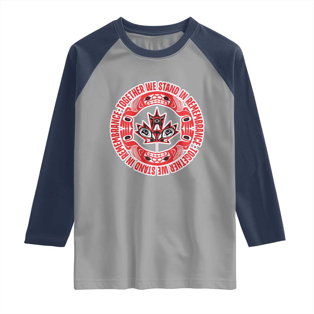 Indigenous Children Raglan Shirt Together We Stand In Remembrance Unity Day Papoose Maple Leaf Native American - Wonder Print Shop