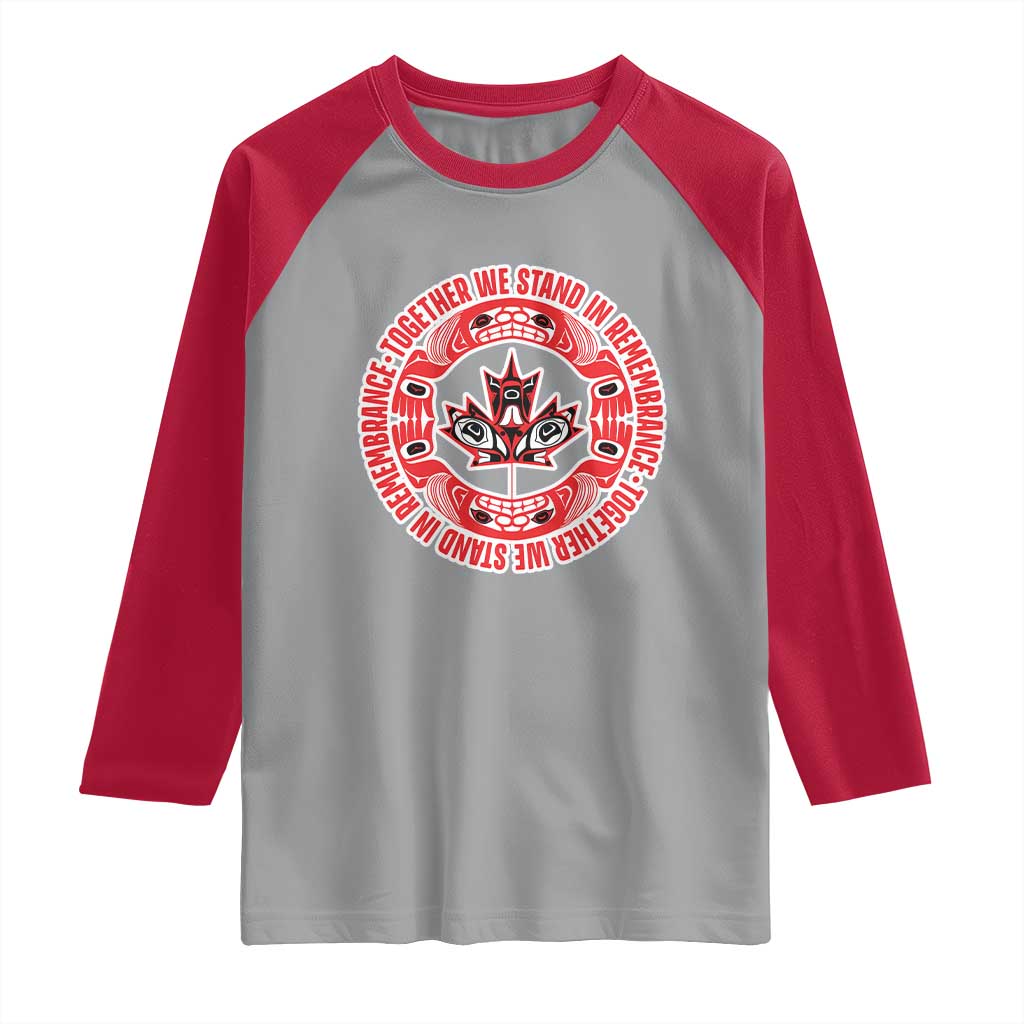 Indigenous Children Raglan Shirt Together We Stand In Remembrance Unity Day Papoose Maple Leaf Native American - Wonder Print Shop