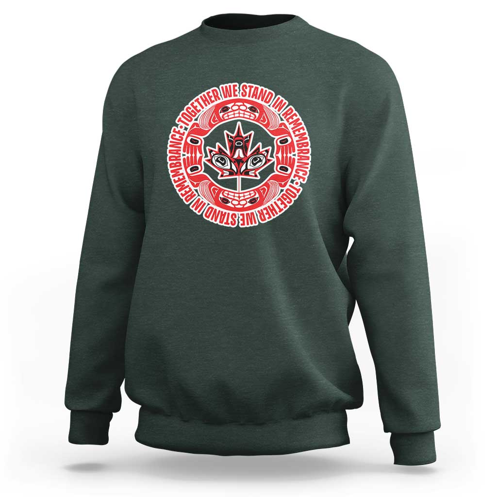 Indigenous Children Sweatshirt Together We Stand In Remembrance Unity Day Papoose Maple Leaf Native American - Wonder Print Shop