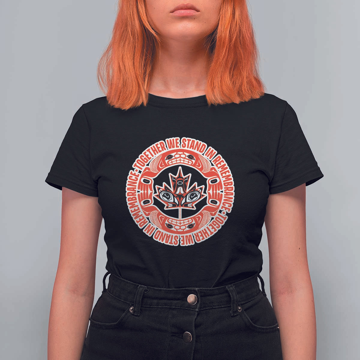 Indigenous Children T Shirt For Women Together We Stand In Remembrance Unity Day Papoose Maple Leaf Native American - Wonder Print Shop
