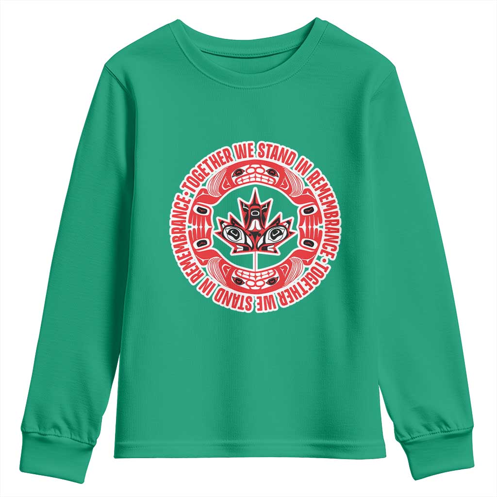 Indigenous Children Youth Sweatshirt Together We Stand In Remembrance Unity Day Papoose Maple Leaf Native American - Wonder Print Shop