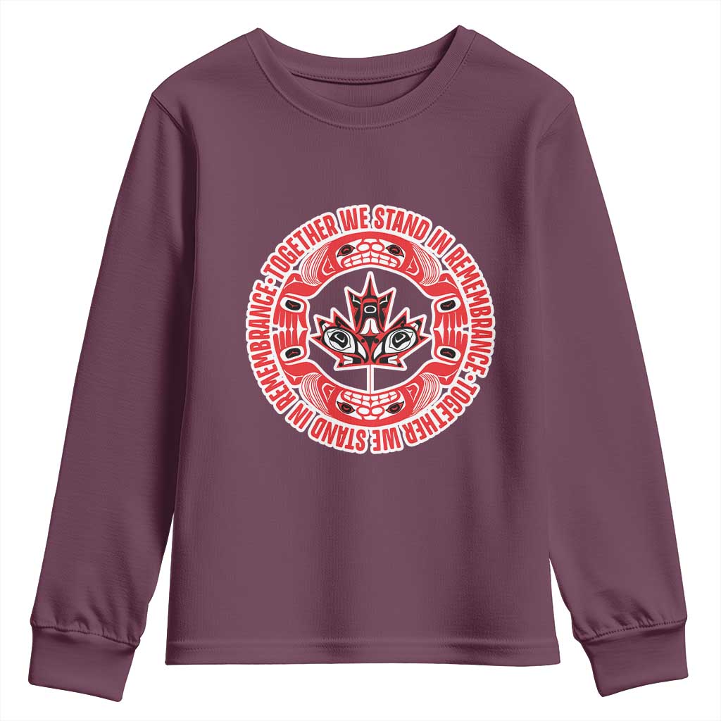 Indigenous Children Youth Sweatshirt Together We Stand In Remembrance Unity Day Papoose Maple Leaf Native American - Wonder Print Shop