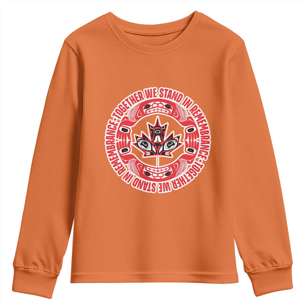 Indigenous Children Youth Sweatshirt Together We Stand In Remembrance Unity Day Papoose Maple Leaf Native American - Wonder Print Shop