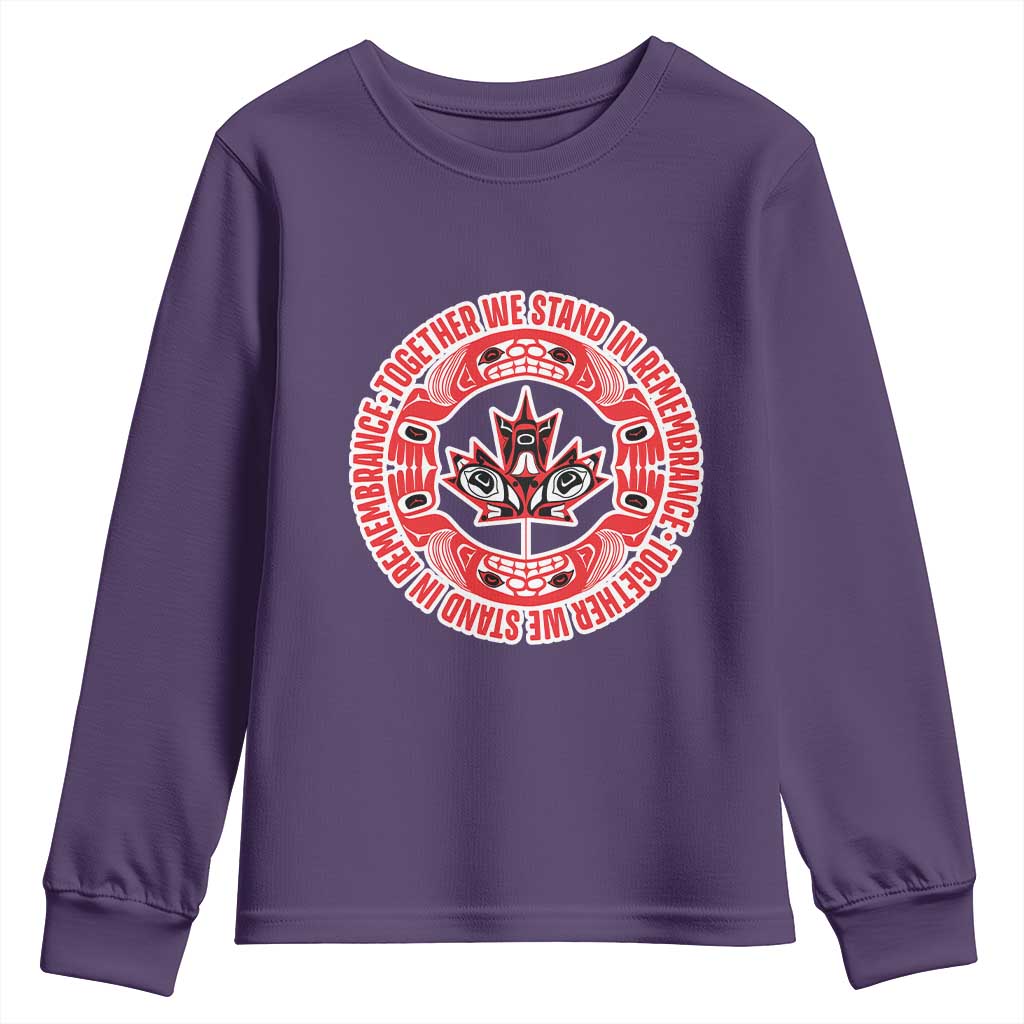 Indigenous Children Youth Sweatshirt Together We Stand In Remembrance Unity Day Papoose Maple Leaf Native American - Wonder Print Shop