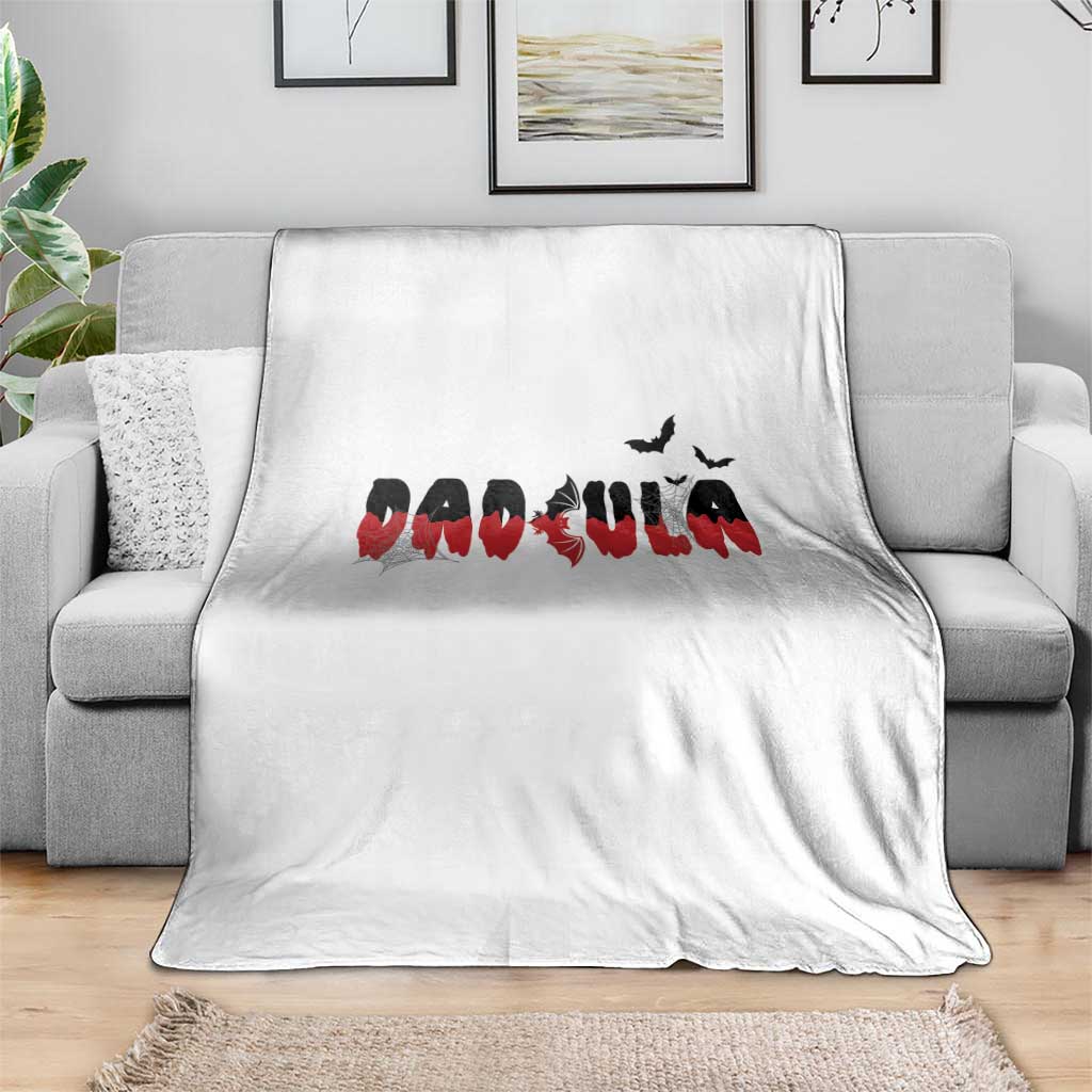 Halloween Couple Matching Throw Blanket Dadcula Couples Daddy Husband Vampire Bat Spider Web - Wonder Print Shop