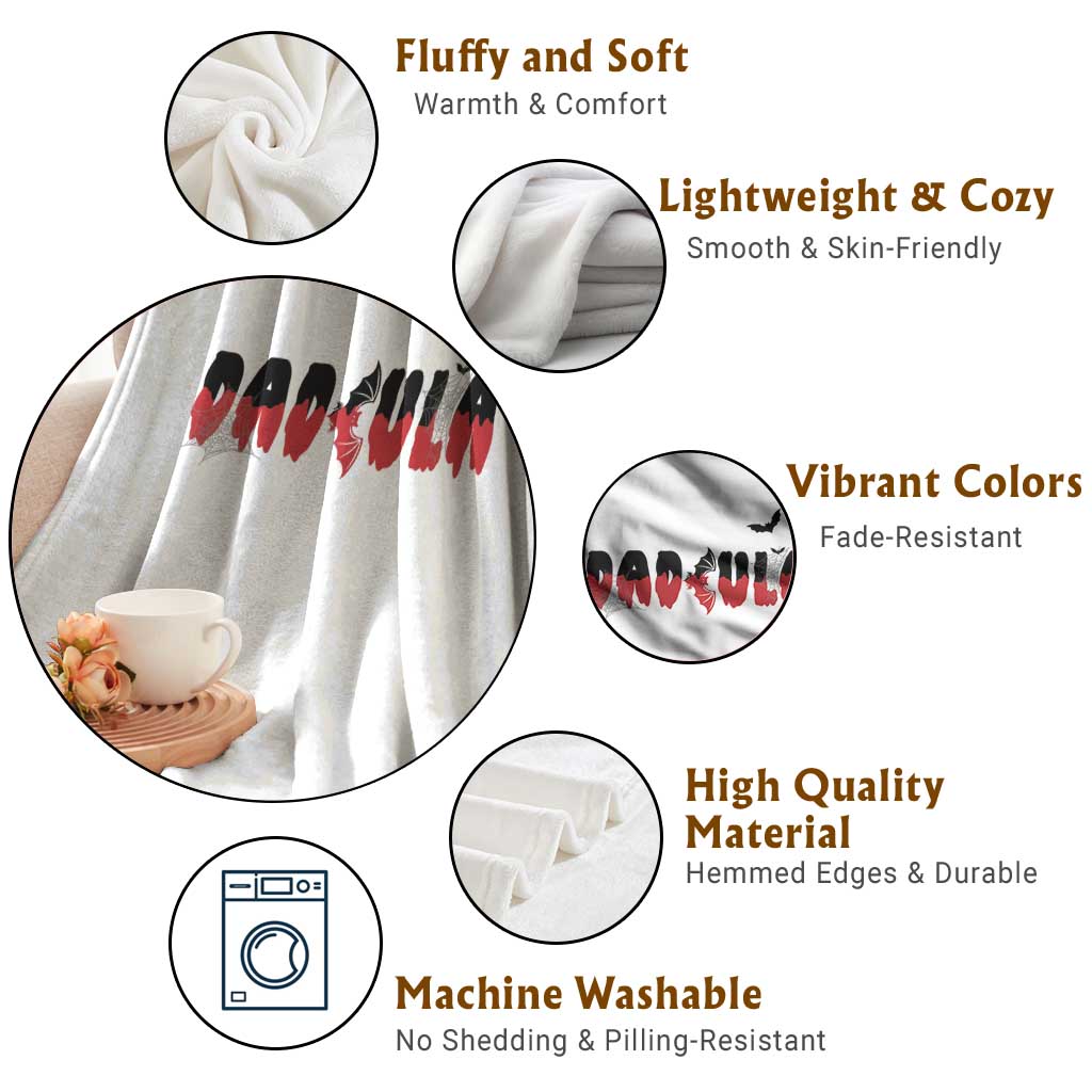 Halloween Couple Matching Throw Blanket Dadcula Couples Daddy Husband Vampire Bat Spider Web - Wonder Print Shop