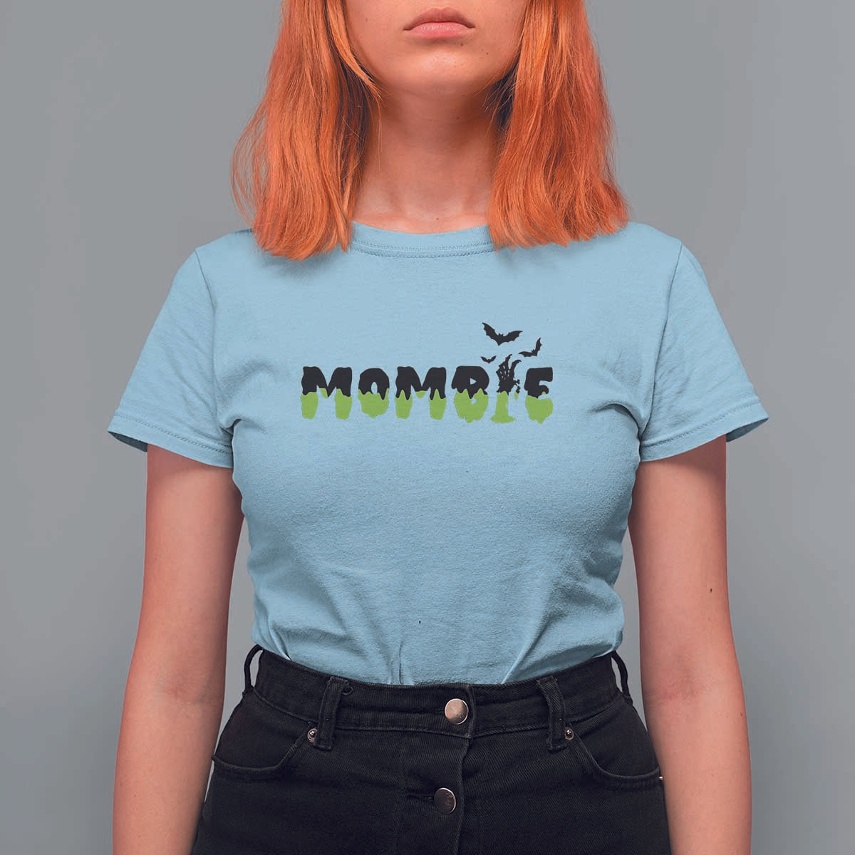 Halloween Couple Matching T Shirt For Women Mombie Couples Mommy Wife Zombie Hand Bat - Wonder Print Shop