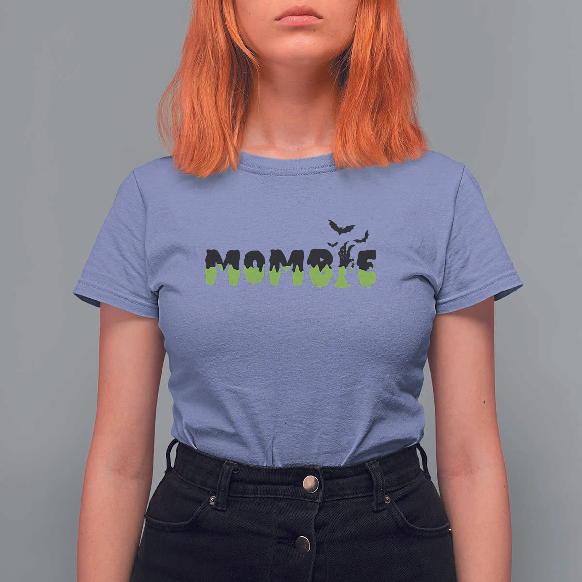 Halloween Couple Matching T Shirt For Women Mombie Couples Mommy Wife Zombie Hand Bat - Wonder Print Shop