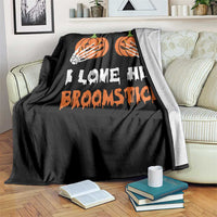 Halloween Couple Matching Throw Blanket I Love His Broomstick Pumpkin Skeleton Hand - Wonder Print Shop