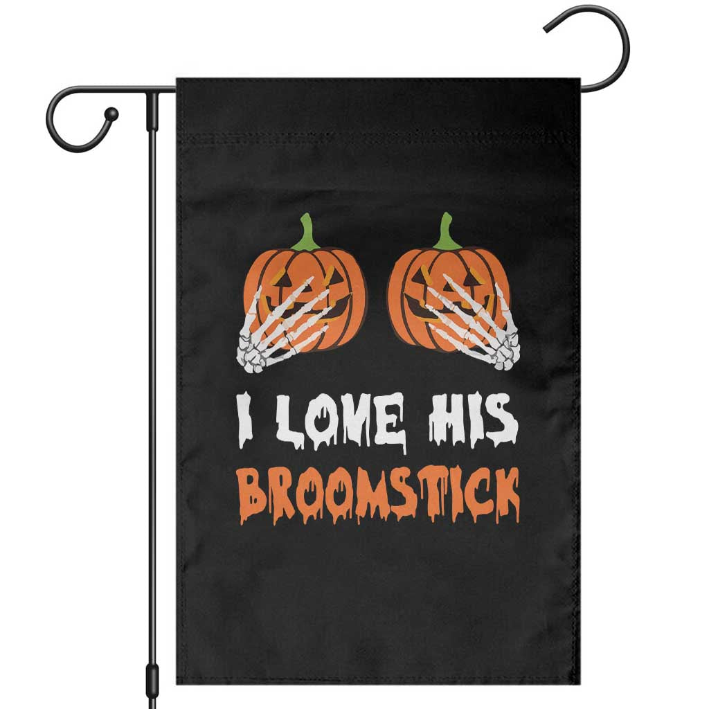 Halloween Couple Matching Garden Flag I Love His Broomstick Pumpkin Skeleton Hand - Wonder Print Shop