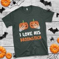 Halloween Couple Matching T Shirt I Love His Broomstick Pumpkin Skeleton Hand - Wonder Print Shop