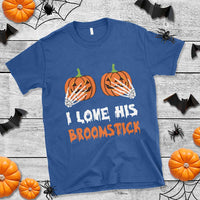 Halloween Couple Matching T Shirt I Love His Broomstick Pumpkin Skeleton Hand - Wonder Print Shop