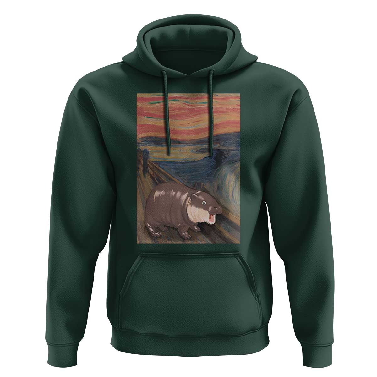 Funny Moo Deng Hoodie Cute Hippo Zoo Scream Art Meme Baby Pygmy Edvard Munch