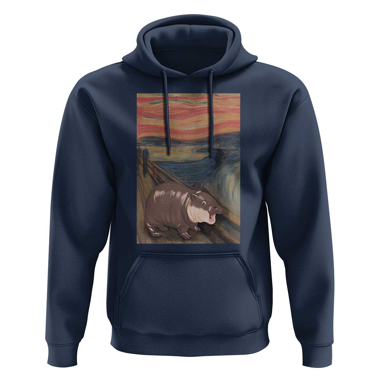Funny Moo Deng Hoodie Cute Hippo Zoo Scream Art Meme Baby Pygmy Edvard Munch