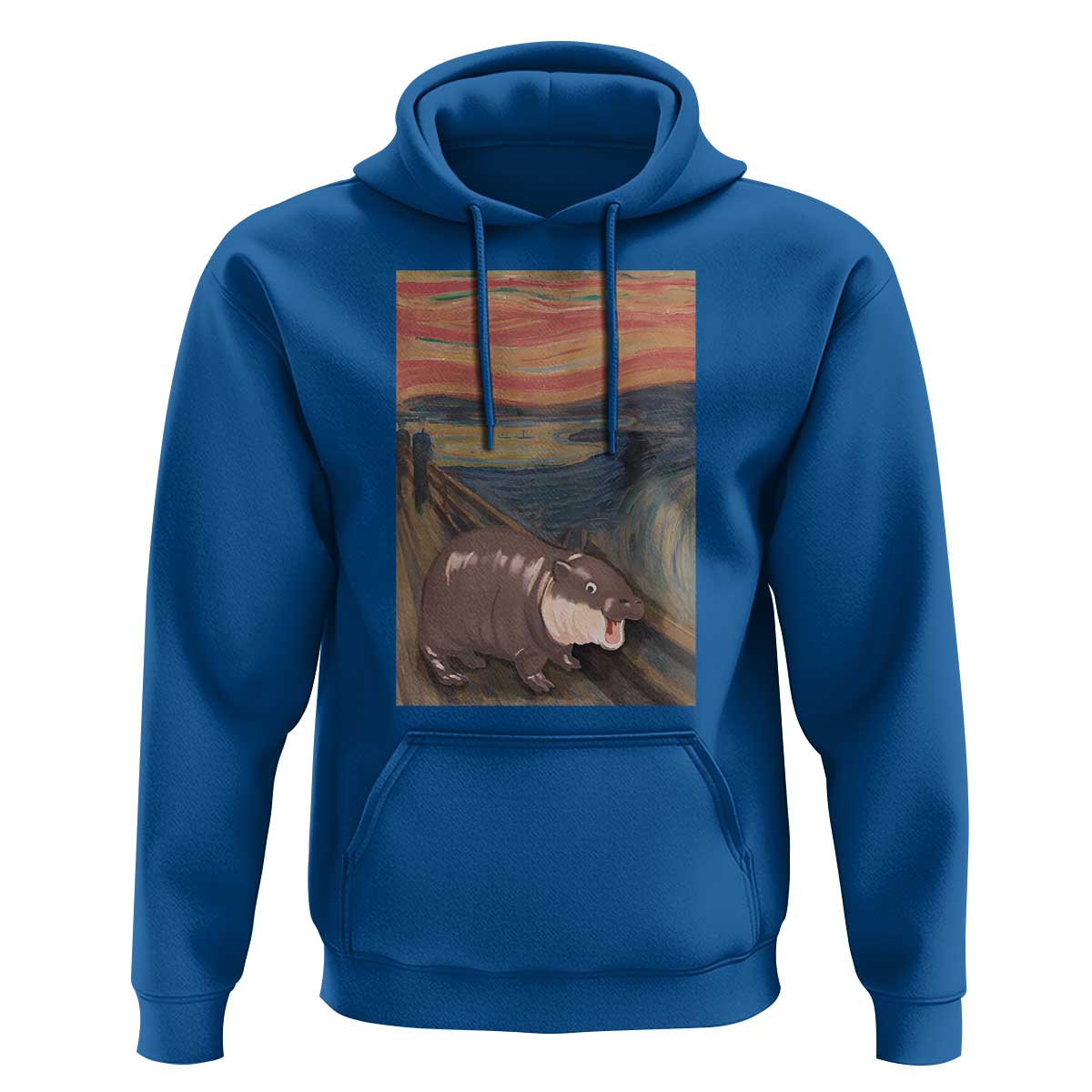 Funny Moo Deng Hoodie Cute Hippo Zoo Scream Art Meme Baby Pygmy Edvard Munch