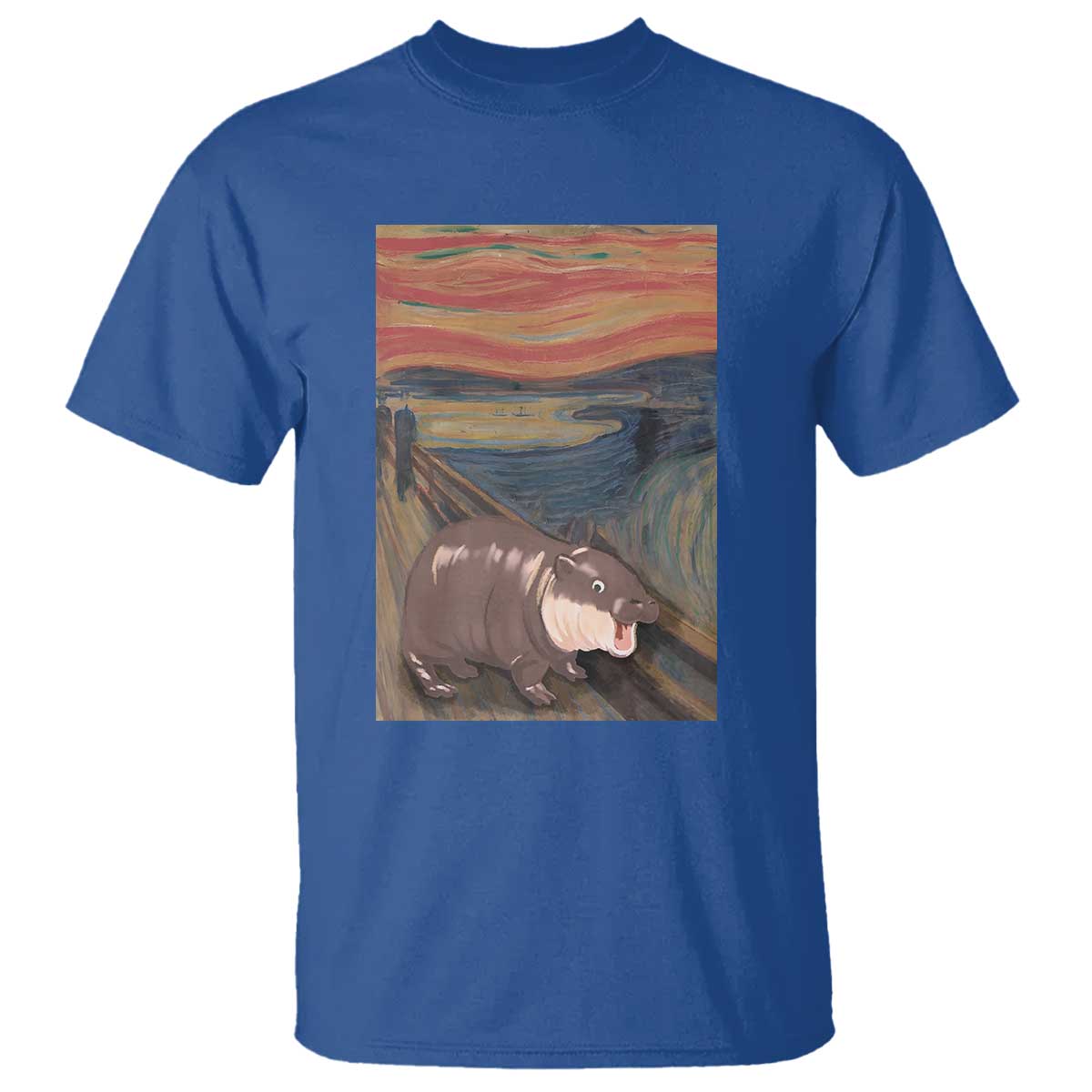 Funny Moo Deng T Shirt Cute Hippo Zoo Scream Art Meme Baby Pygmy Edvard Munch - Wonder Print Shop