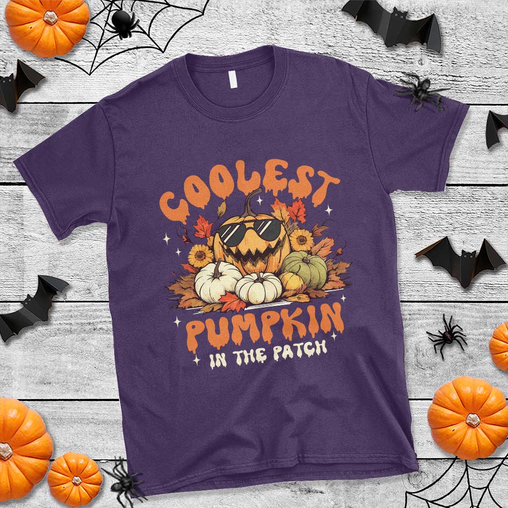 Funny Halloween T Shirt Coolest Pumpkin In The Patch Autumn Maple Leaf Flower - Wonder Print Shop