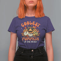 Funny Halloween T Shirt For Women Coolest Pumpkin In The Patch Autumn Maple Leaf Flower - Wonder Print Shop