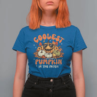 Funny Halloween T Shirt For Women Coolest Pumpkin In The Patch Autumn Maple Leaf Flower - Wonder Print Shop