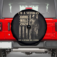 Harris Walz 2024 Spare Tire Cover I'm A Veteran Not A Sucker Or A Loser Vintage American Flag Military