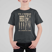 Harris Walz 2024 T Shirt For Kid I'm A Veteran Not A Sucker Or A Loser Vintage American Flag Military - Wonder Print Shop