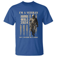 Harris Walz 2024 T Shirt I'm A Veteran Not A Sucker Or A Loser Vintage American Flag Military - Wonder Print Shop