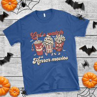 Funny Halloween T Shirt Let's Watch Horror Movies Popcorn Drinks Murderer Bat - Wonder Print Shop