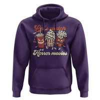 Funny Halloween Hoodie Let's Watch Horror Movies Popcorn Drinks Murderer Bat - Wonder Print Shop