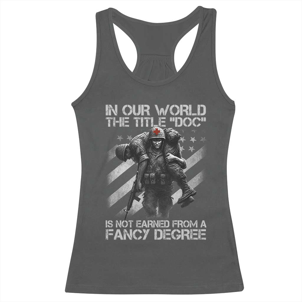 Combat Medic Racerback Tank Top In Our World The Title Doc Is Not Earned Form A Fancy Degree - Wonder Print Shop