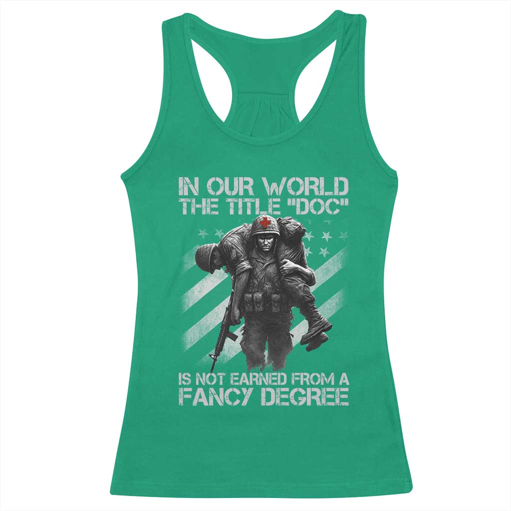 Combat Medic Racerback Tank Top In Our World The Title Doc Is Not Earned Form A Fancy Degree - Wonder Print Shop