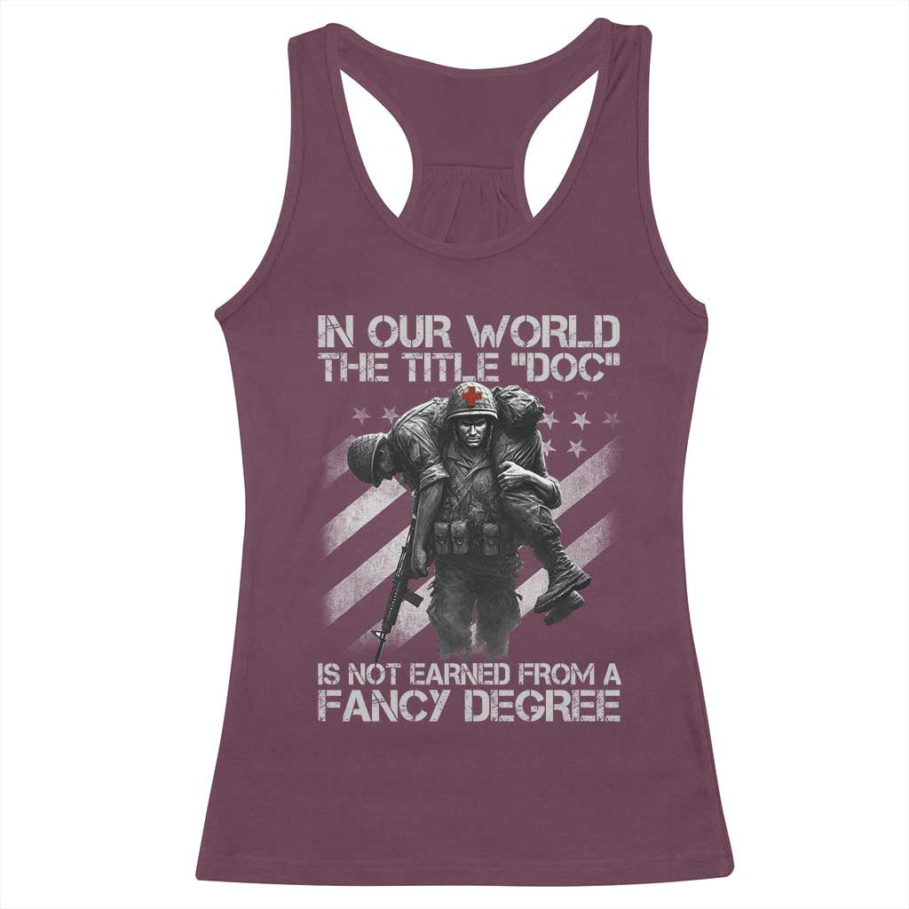 Combat Medic Racerback Tank Top In Our World The Title Doc Is Not Earned Form A Fancy Degree - Wonder Print Shop