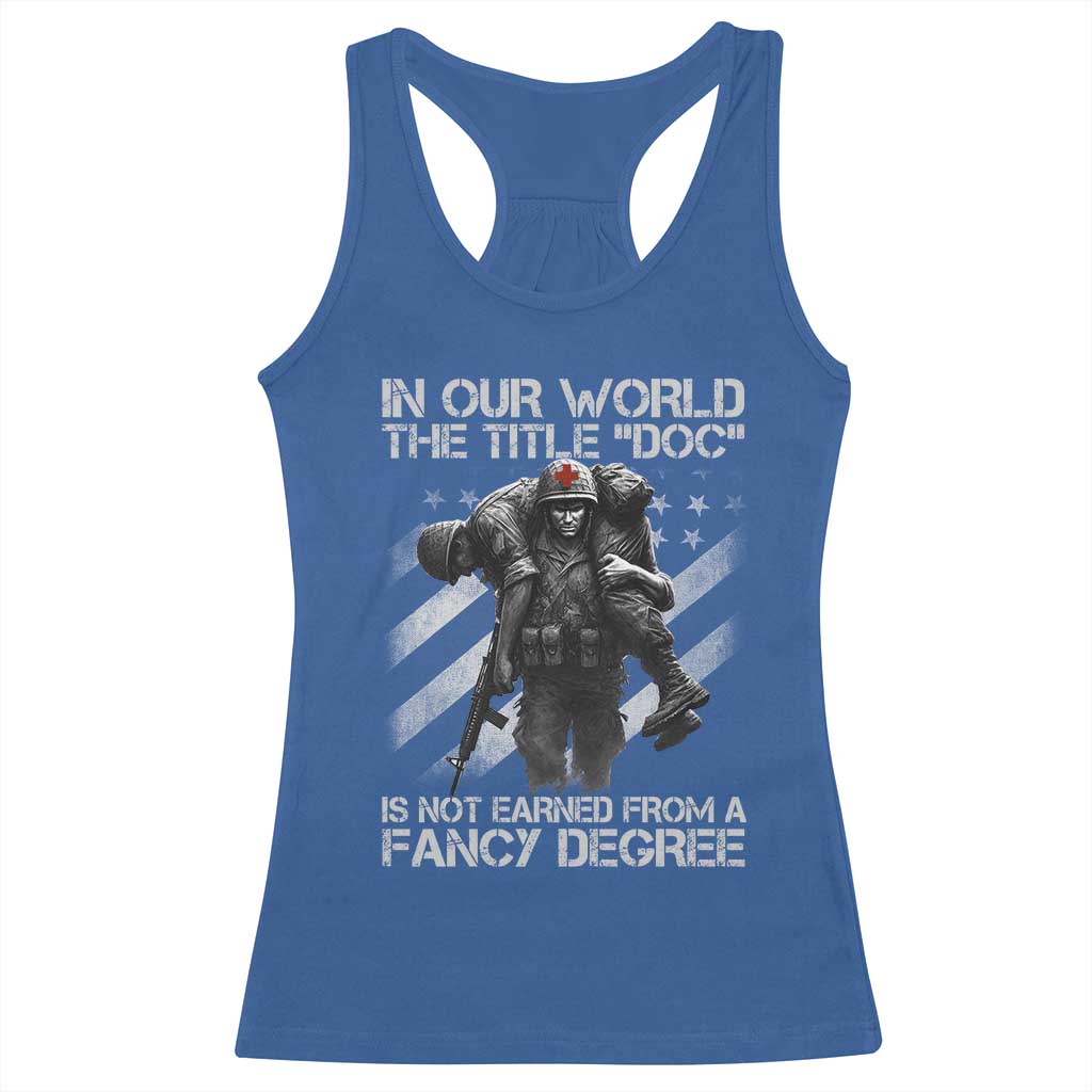Combat Medic Racerback Tank Top In Our World The Title Doc Is Not Earned Form A Fancy Degree - Wonder Print Shop