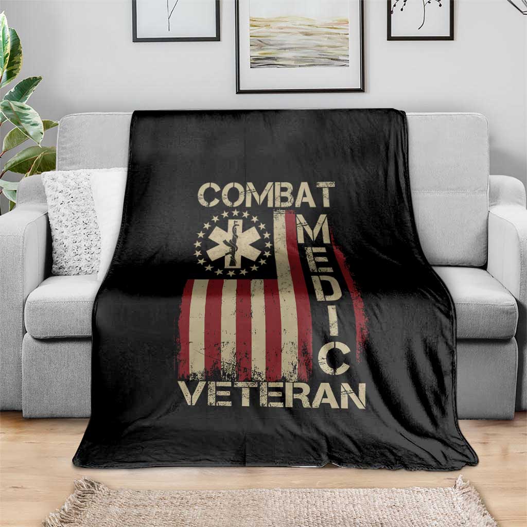 Combat Medic Veteran Throw Blanket Medical Military Vintage American Flag - Wonder Print Shop