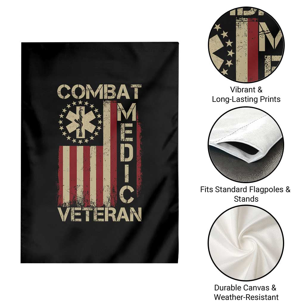 Combat Medic Veteran Garden Flag Medical Military Vintage American Flag - Wonder Print Shop
