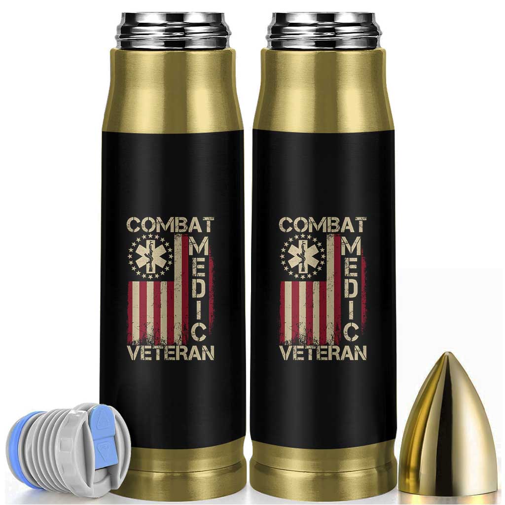 Combat Medic Veteran Bullet Tumbler Medical Military Vintage American Flag - Wonder Print Shop