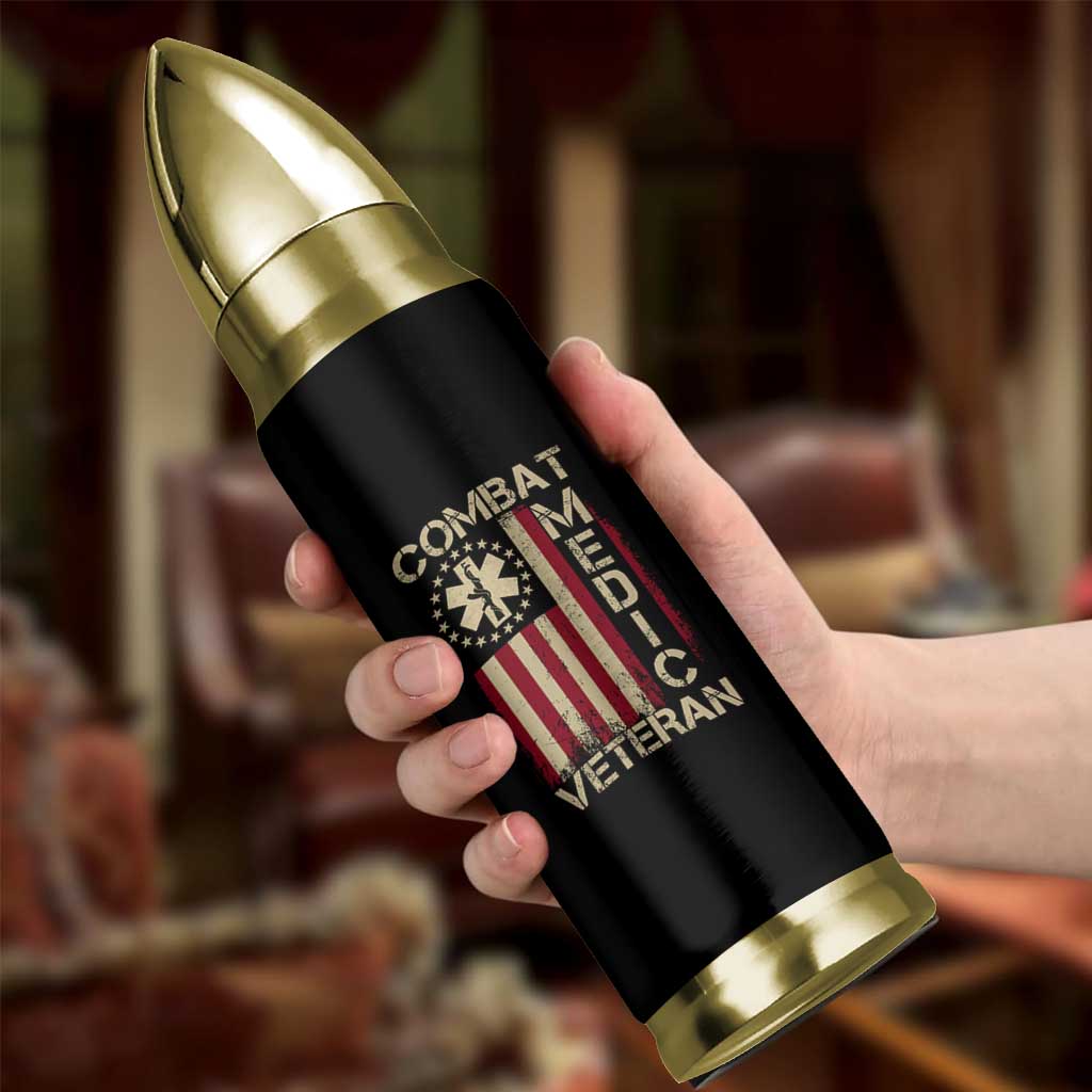 Combat Medic Veteran Bullet Tumbler Medical Military Vintage American Flag - Wonder Print Shop